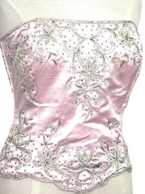 JASDEE Vintage Bustier Corset Hand Work Gotta Thread Embroidery On Satin F3033